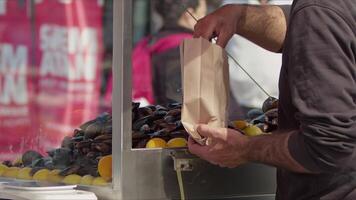 Stuffed mussels sold on the streets in Turkey video