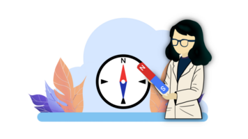 Female scientist doing scientific experiment, magnetic force experiment, Physics science about the movement of magnetic fields Positive and negative, science class in school, Scientific Magnetic Field png