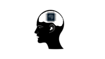 Humain cerveau et ordinateur ébrécher, tête avec implanté micro ébrécher. cerveau-ordinateur interface à relier Humain cerveaux avec externe intelligent dispositifs via implantable cerveau processeurs png