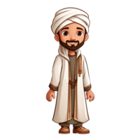 ai generado dibujos animados árabe hombre en tradicional ropa png