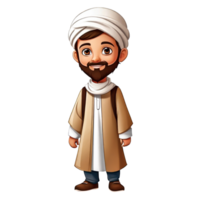 ai généré dessin animé arabe homme dans traditionnel vêtements png