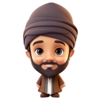 ai generado dibujos animados musulmán hombre con barba y turbante png