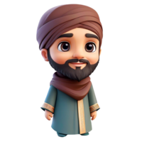 ai gegenereerd tekenfilm moslim Mens met baard en tulband png
