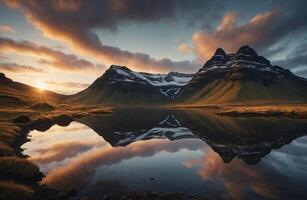 ai generado asombroso puntos de vista de Islandia foto