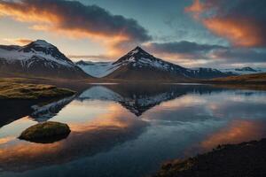 ai generado asombroso puntos de vista de Islandia foto