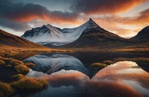 ai generado asombroso puntos de vista de Islandia foto