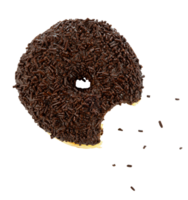 beißen von Krapfen mit Krümel isoliert png