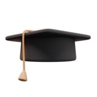 3d rendre de l'obtention du diplôme casquette. Université ou Université noir casquette. diplôme la cérémonie concept. conception pour la toile ou app illustration png