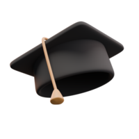 3d render of graduation cap. University or college black cap. Degree ceremony concept. Design for web or app illustration png