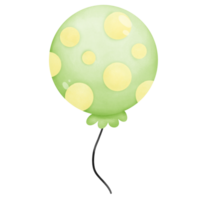 green and yellow floating balloons, colorful watercolor hand draw isolated png