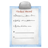 Capturing a medical chart with a pen on a blank sheet of paper, watercolor hand draw illustraion png