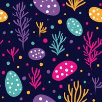 Seamless pattern with algae stones and bubbles vector