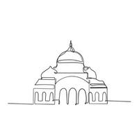 continuous line drawing islamic mosque building illustration vector