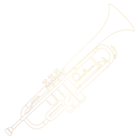 Trumpet musical instrument with golden lines for decorating music event posters. png