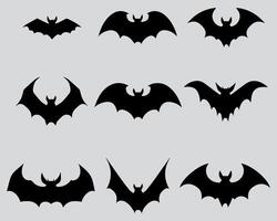 Black silhouettes bats collection isolated on white background vector