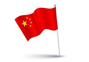 Vector China flag in 3D style. Vector flag of China. Chineese flag.