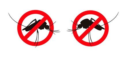 No mosquito sign. Mosquito danger warning sign. Anti malaria symbol. vector