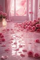 AI generated Pink roses on the floor photo