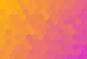 Hexagonal gradient orange magenta pixel background. vector