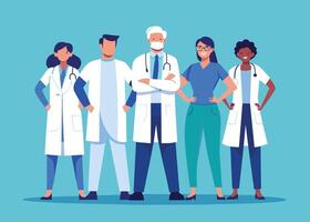 Healthcare Professionals on White Background vector