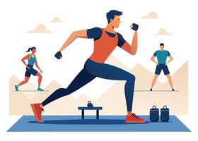 Exercise and Fitness Routine on White Background vector