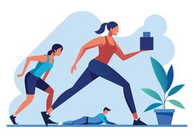 Exercise and Fitness Routine on White Background vector