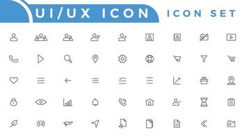 Basic User Interface Essential Set. Line Outline Icons. For App, Web, Print. Editable Stroke. vector
