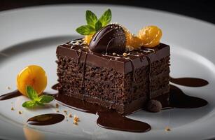 AI generated Chocolate dessert with berries photo