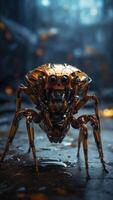 AI generated Mechanical spider close up photo