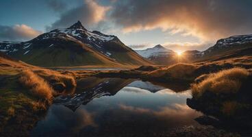 ai generado asombroso puntos de vista de Islandia foto