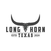 LongHorn Animal Logo Design, Farm Retro Vintage Horn Minimalist Simple Template Illustration vector