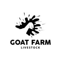 Goat logo design vector goat farm illustration cattle livestock silhouette retro rustic