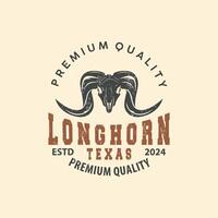 LongHorn Animal Logo Design, Farm Retro Vintage Horn Minimalist Simple Template Illustration vector