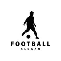 Soccer logo vector black silhouette of sport player simple football template illustration