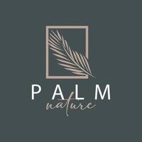 Palm Leaf Logo Design Vector Simple Minimalist Symbol Illustration Template