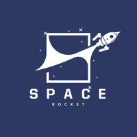 Space exploration vehicle technology space rocket logo design illustration modern simple template vector