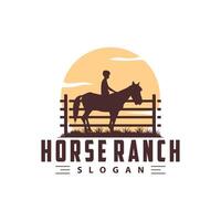 Horse logo simple illustration horse ranch template western country cowboy retro vintage silhouette design vector