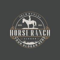 Horse logo simple illustration horse ranch template western country cowboy retro vintage silhouette design vector