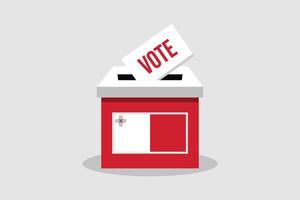 Malta Ballot Box Flat and minimalist vector illustration concept. Vote Conceptual Art. Elections.