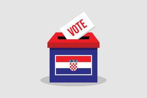 Croatia Ballot Box Flat and minimalist vector illustration concept. Vote Conceptual Art. Elections.