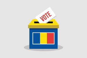 Romania Ballot Box Flat and minimalist vector illustration concept. Vote Conceptual Art. Elections.