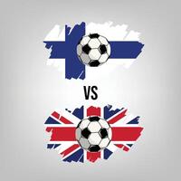 United Kingdom VS Finland Soccer Match. Flat vector football game design illustration concept.