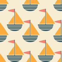 bright geometric seamless pattern with boat vector