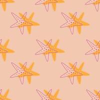 bright seamless pattern with starfish and their outline vector illustration