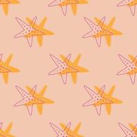 bright seamless pattern with starfish and their outline vector illustration