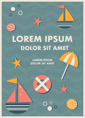 template for a summer childish beach poster with text
