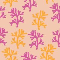 bright summer seamless pattern with yellow and purple corals vector illustration