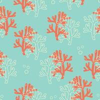 bright vivid summer seamless pattern with corals and outline vector illustration