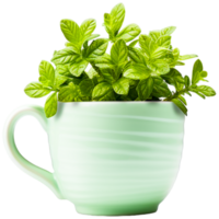 AI generated mint leaves on transparent png