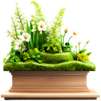 AI generated 3d render the garden is decorated with flowers and grass small png